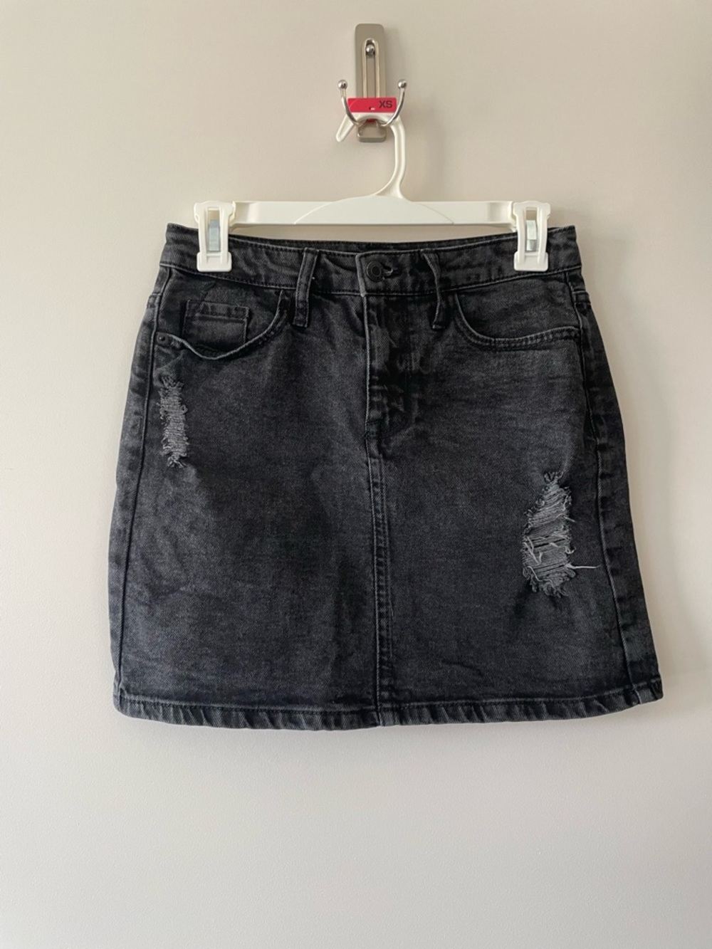 Mossimo Supply Co. Black Distressed Denim Mini Skirt